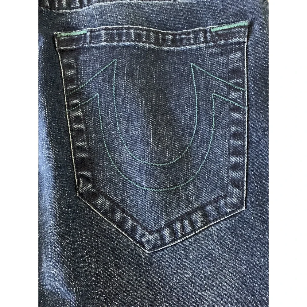 NWT TRUE RELIGION ROCCO RELAXED SKINNY NO FLAP Blue JEANS 34 X 32